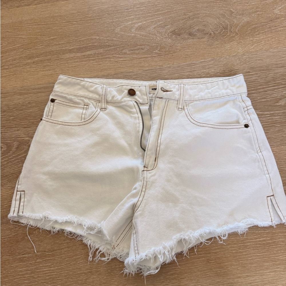 Fashion Nova White Frayed Hem Denim Shorts